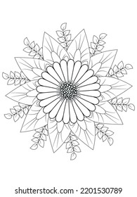 Flores y hojas forestales. c libro de colorear para adultos y niños. Ilustración dibujada a mano. El ornamento floral es bueno para la web, la impresión y el esténcil
Página Coloración de Flores 