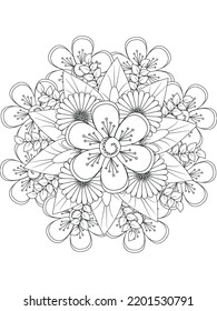 Forest flowers and leaves. c coloring book for adults and children. Hand-drawn illustration. Floral ornament is good for web, print, and stencil
Flowers Coloring Page 