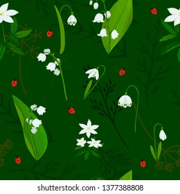 Forest flowers seamless pattern