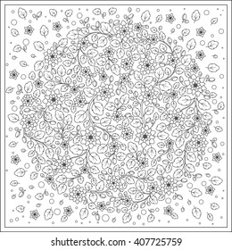 Forest flowers. Vector coloring book pages. Hand drawn artwork. Love bohemian concept for wedding invitations, cards, tickets, congratulations, branding, boutique logo, label. Web and mobile interface