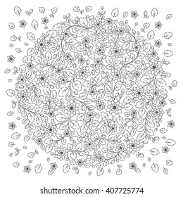 Forest flowers. Vector coloring book pages. Hand drawn artwork. Love bohemian concept for wedding invitations, cards, tickets, congratulations, branding, boutique logo, label. Web and mobile interface