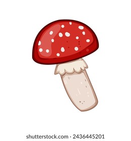 forest fly agaric cartoon. autumn simple, toadstool moss, fungus watercolor forest fly agaric sign. isolated symbol vector illustration