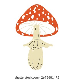 Floresta mosca cogumelo agárico com tampa vermelha e manchas brancas ilustração