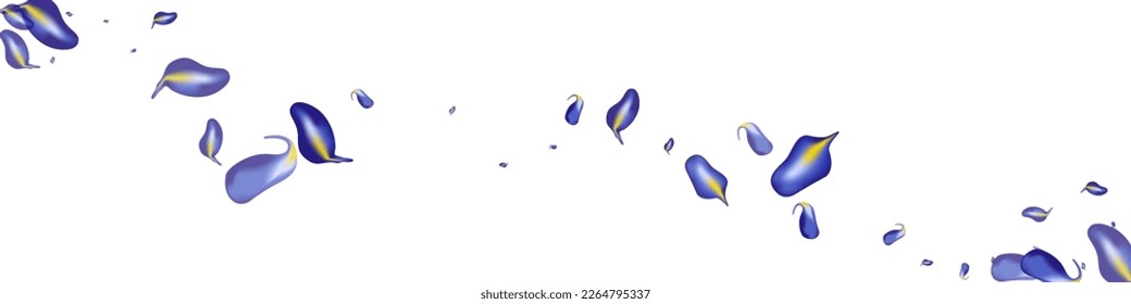 Forest Foliage Nature Vector White Panoramic Background Wallpaper. Forest Iris Illustration. Lilac Leaves Fly Poster. Leaf Motion Design.