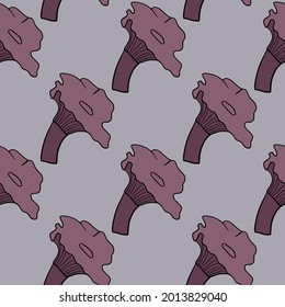 Forest food abstract seamless cantharellus cibarius mushroom pattern. Blue pastel background. Stock illustration. Vector design for textile, fabric, giftwrap, wallpapers