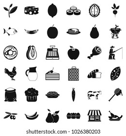 Forest food icons set. Simple set of 36 forest food vector icons for web isolated on white background