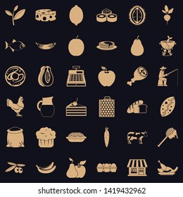 Forest food icons set. Simple set of 36 forest food vector icons for web for any design