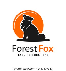 Forest fox animal logo design with circle