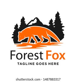 forest fox animal logo design