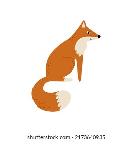 forest fox. flat style hand drawn child illustration