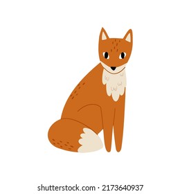 forest fox. flat style hand drawn child illustration