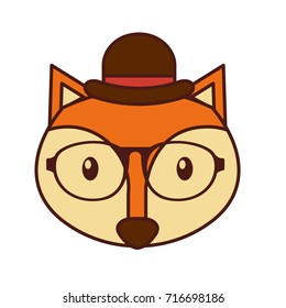 forest fox hipster with hat glasses