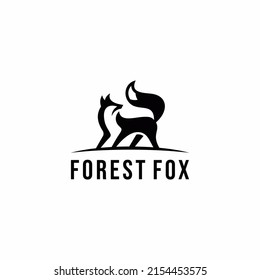 forest fox logo design vector