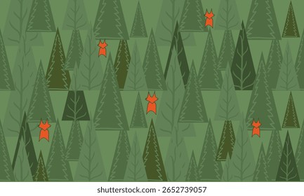 Forest Fox Pattern in Green
Seamless fox pattern in forest theme with green trees. Playful and cozy design for kids and woodland-themed projects.