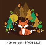 Forest Fox Vector Illustration
