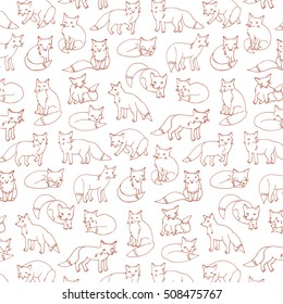 forest fox vector line pattern