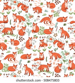 forest fox vector pattern