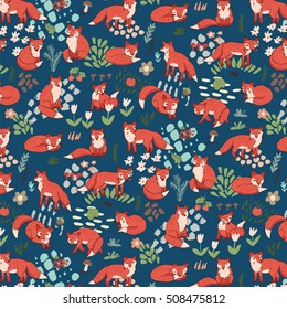 forest fox vector pattern