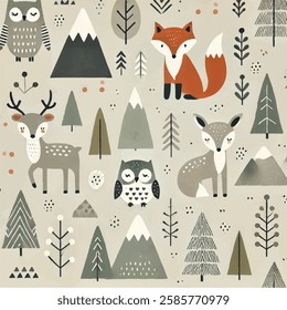 Forest Friends Print Design in Vector