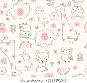 Forest Friends vector, Elephant vector, Owl vector, bunny vector, fox, giraffe, Autumn friends, Autumn animals