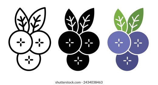 Forest Fruit Line Icon. Orchard Berry design icon in outline and solid flat style.
