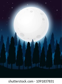 A Forest at the Full Moon Night illustration