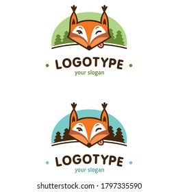 Forest funny squirrel logotype set