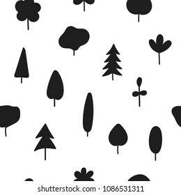 Forest Garden tree nature simple seamless pattern.Ecology inspiration graphic design typography element. Hand drawn postcard. Cute simple vector style. Textile print Healthy Green Environment