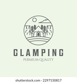logotipo de glamour de bosque arte de línea , logotipo de icono de montaña minimalista glamour vacaciones