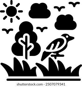 Forest Glyph Vector Icon Design