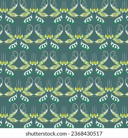 Forest Green background with repeated green leaf abstract