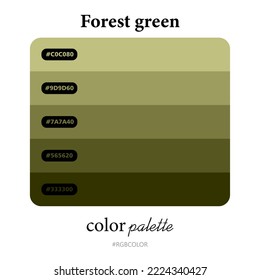 Forest green color palettes accurately with codes, Perfect for use by illustrators
