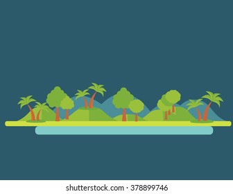 Forest Green Landscape, nature. Flat vector illustration