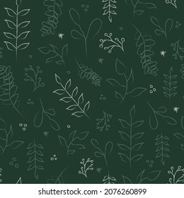 Forest Green Leaves Seamless Pattern