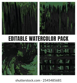 Forest Green Watercolor Textures Pack	