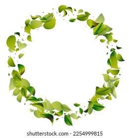 Los Verdes Forestales Volan Diseño De Fondo Vector Blanco. Folleto sobre el follaje del viento. Lime Deja El Concepto De Árbol. Pancarta de la ecología de la hoja.