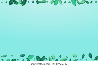 Forest Greens Flying Vector Blue Background Brochure. Ecology Leaves Concept. Grassy Foliage Organic Banner. Leaf Spring Plant.