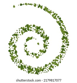 Ilustración De Fondo Blanco Realista De Vectores Forestales Verdes. Concepto de hoja voladora. Banner de ecología de follaje de pantano. Deja un afiche desenfocado.