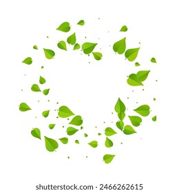 Forest Greens Wind Vector White Background Wallpaper. Forest Leaf Illustration. Lime Foliage Fly Backdrop. Leaves Motion Concept.