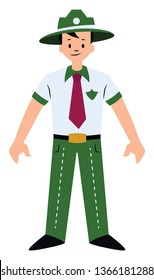 Ilustración vectorial de carácter de protección forestal en un fondo blanco