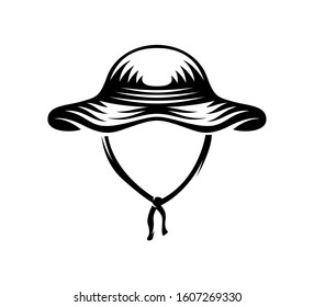 forest hat, beach hat, leisure hat with a neck strap. adventure object. vector