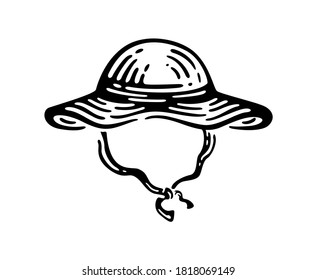 forest hat, beach hat, leisure hat with a neck strap. adventure object. vector