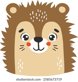 Forest hedgehog animal isolated, cute wild animal, kids illustration, cartoon vector