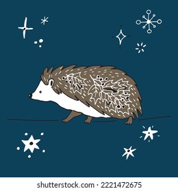 Waldhedgehog Tier Vektor doodle Illustration Poster.