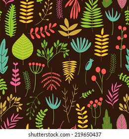 Forest herbal. Seamless pattern. Used for wallpaper, pattern fills, web page background,surface textures.