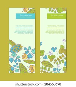 forest herbs and cones. set of cards