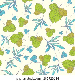 forest herbs. hand drawn seamless pattern