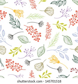 Forest herbs seamless background