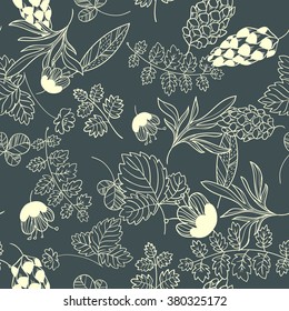 forest herbs. seamless pattern