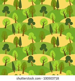 Forest and hills seamless pattern